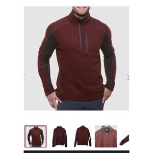 Kuhl Fleece Pullover XL Orange/Red 1/4 Zip Outdoor Hiking Sweater